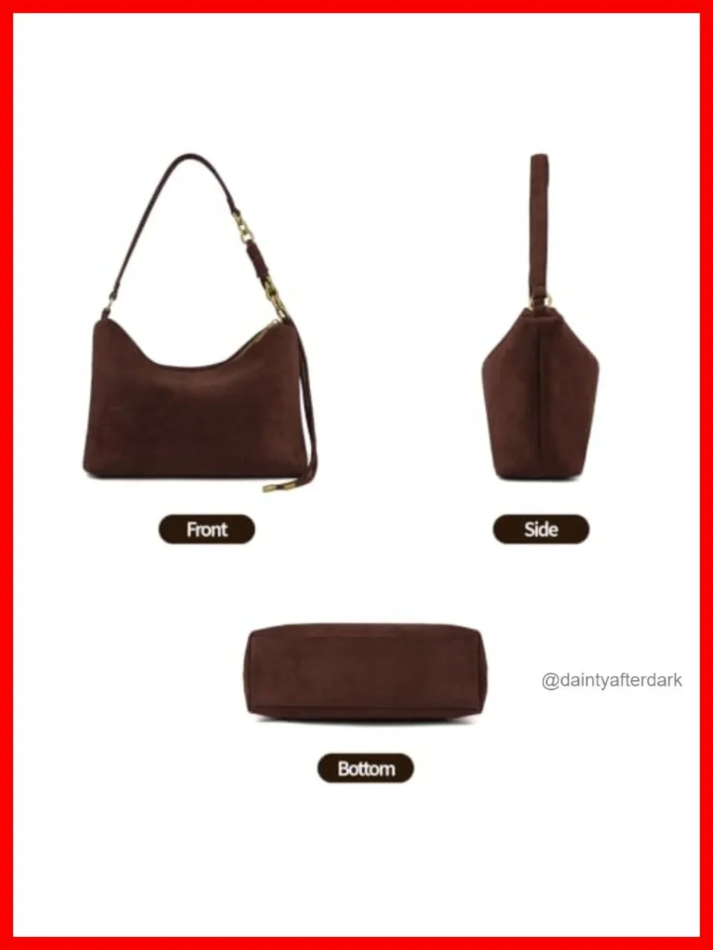 Faux Suede Hobo Bag with Crossbody Strap - Lightweight Slouchy Shoulder Purse